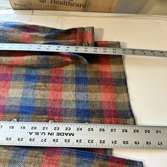 Vtg Plaid Button Up Shirt Jacket Womens Shacket Medium Koret Plaid Tan Cotton - Picture 5 of 7